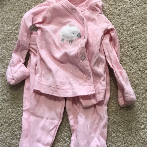 Baby girl newborn pink 2piece long sleeve pant set - Picture 1 of 5